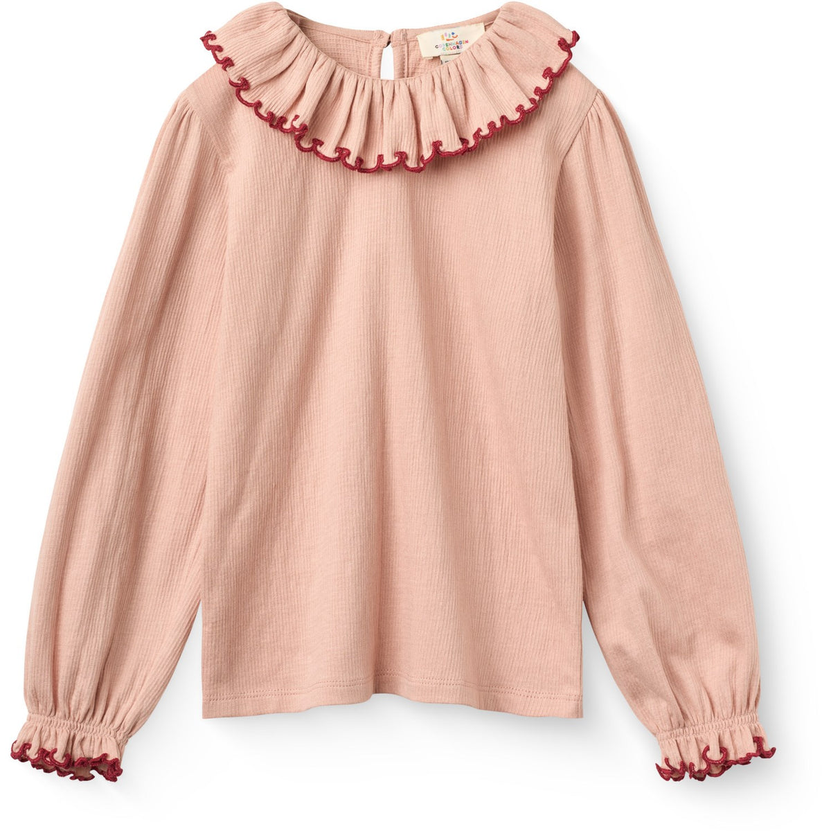 COPENHAGEN COLORS Mellow Rose Comb. Crepe Ls Top W. Frill Collar