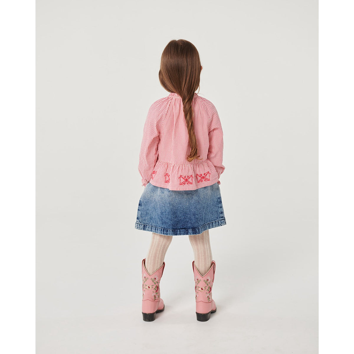 COPENHAGEN COLORS Block Spray Denim Skirt W. Block Spray