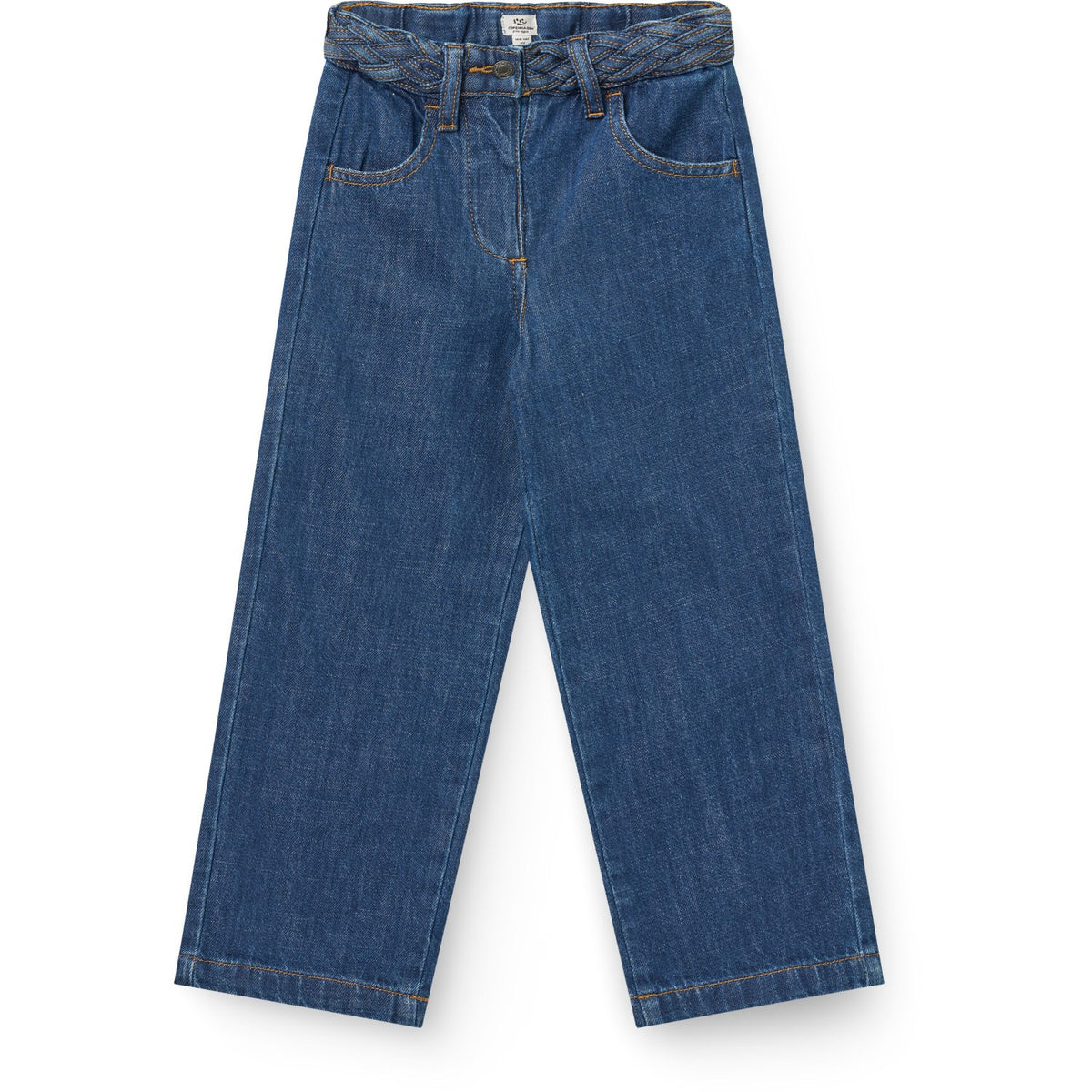 COPENHAGEN COLORS Indigo Blue Wash Denim Jeans W. Braid Waist - Wide Fit