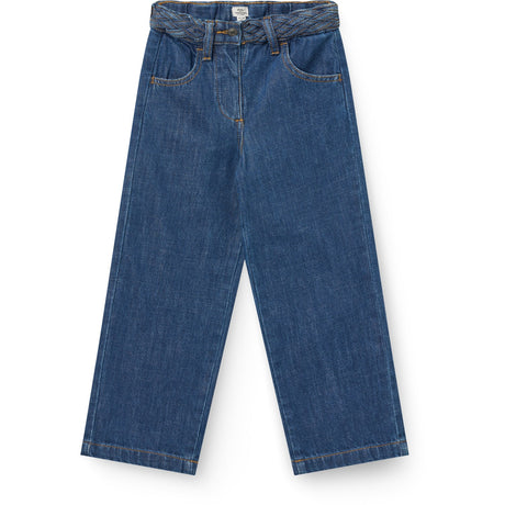 COPENHAGEN COLORS Indigo Blue Wash Denim Jeans W. Braid Waist - Wide Fit