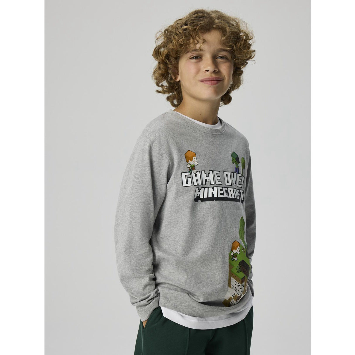 Name It Grey Melange Nkmar Minecraft Ls Nreg Top Box Noos Bfu