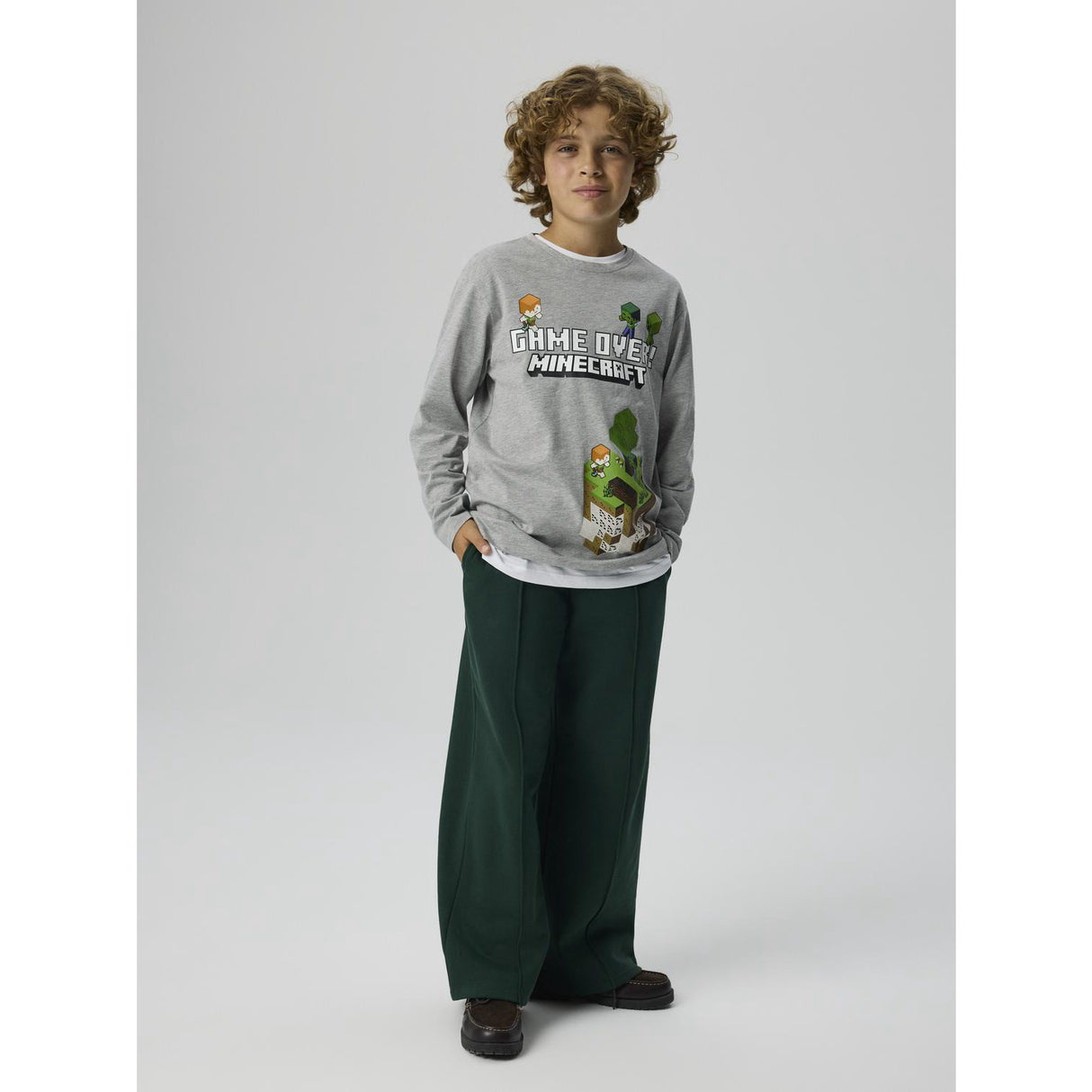 Name It Grey Melange Nkmar Minecraft Ls Nreg Top Box Noos Bfu