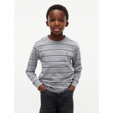 Tommy Hilfiger Medium Grey Heather-Grey Stripe Tee Ls