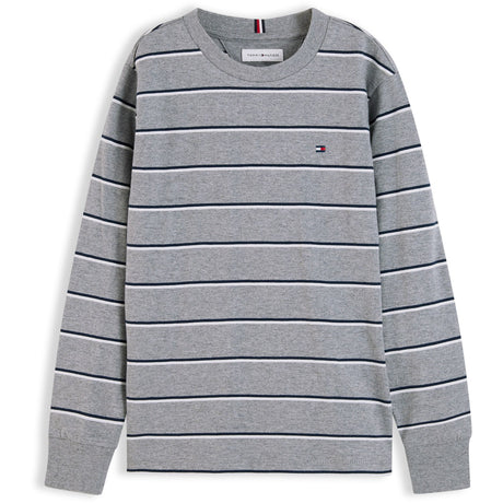 Tommy Hilfiger Medium Grey Heather-Grey Stripe Tee Ls