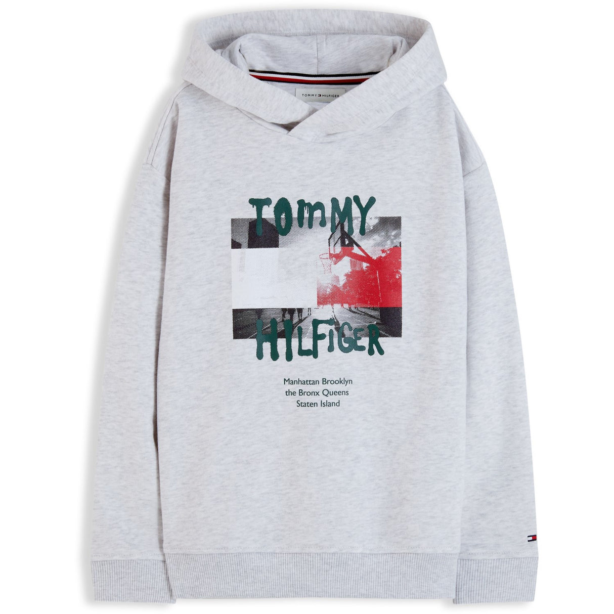 Tommy Hilfiger Grey Heather-Grey Flag Grafitti Hoodie