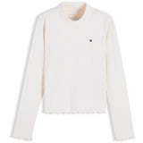 Tommy Hilfiger Off White-White Mock Neck Rib Top Ls