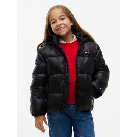 Tommy Hilfiger Black-Black Hooded Shiny Puffer Jacket