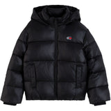 Tommy Hilfiger Black-Black Hooded Shiny Puffer Jacket