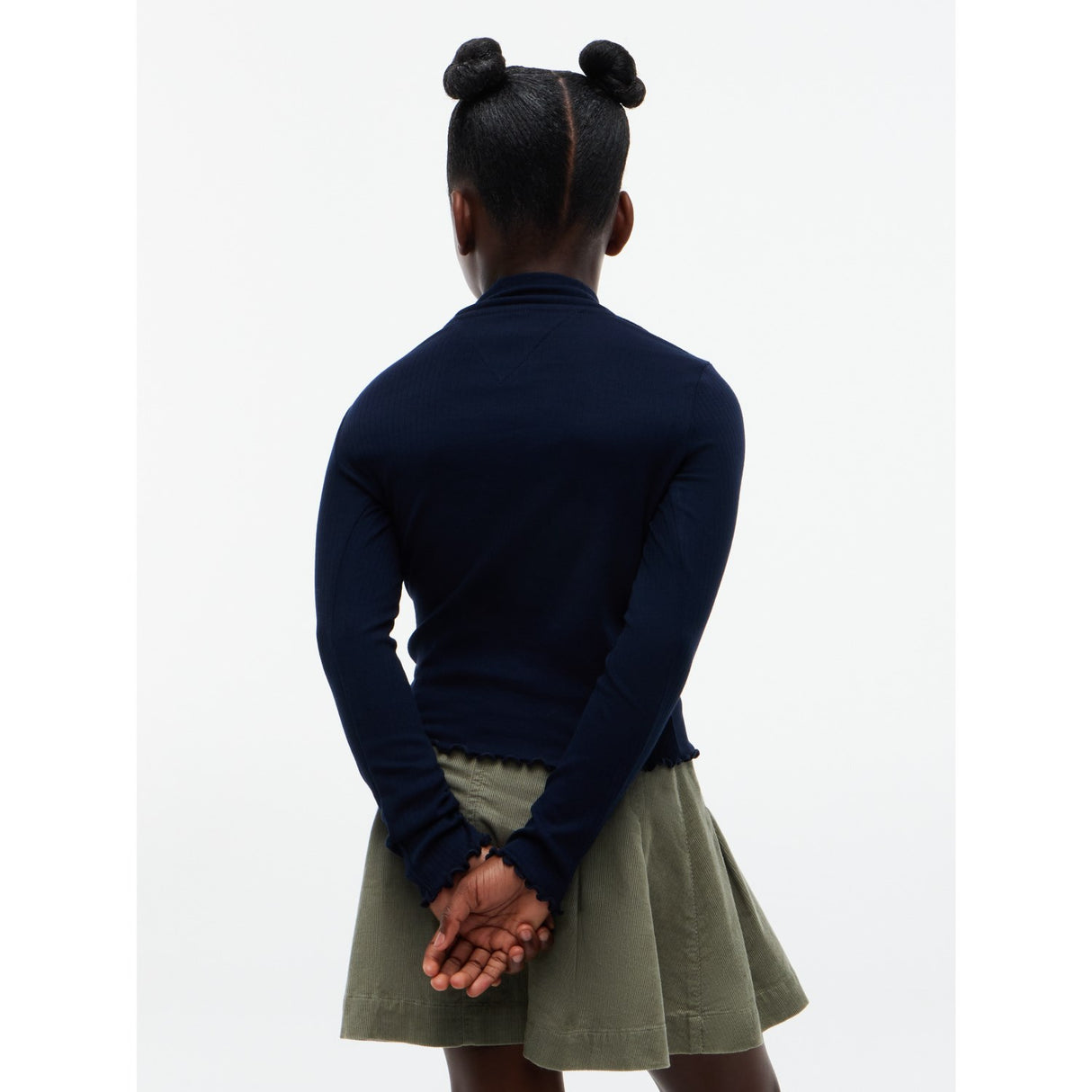 Tommy Hilfiger Dark Blue-Blue Mock Neck Rib Top Ls