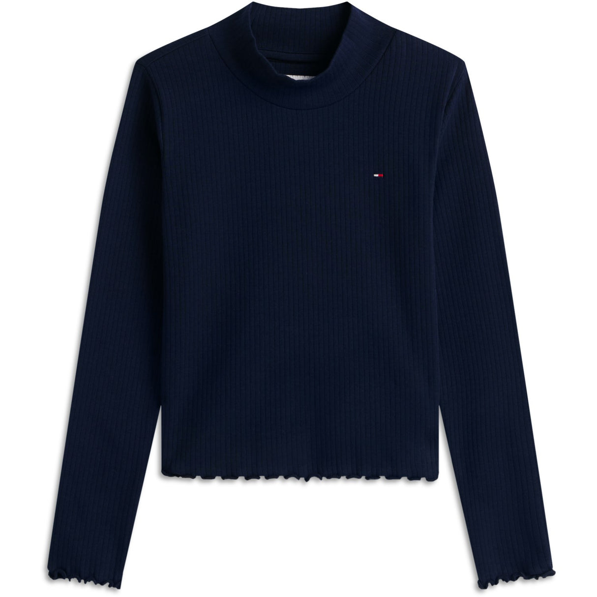 Tommy Hilfiger Dark Blue-Blue Mock Neck Rib Top Ls