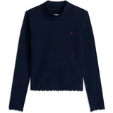 Tommy Hilfiger Dark Blue-Blue Mock Neck Rib Top Ls