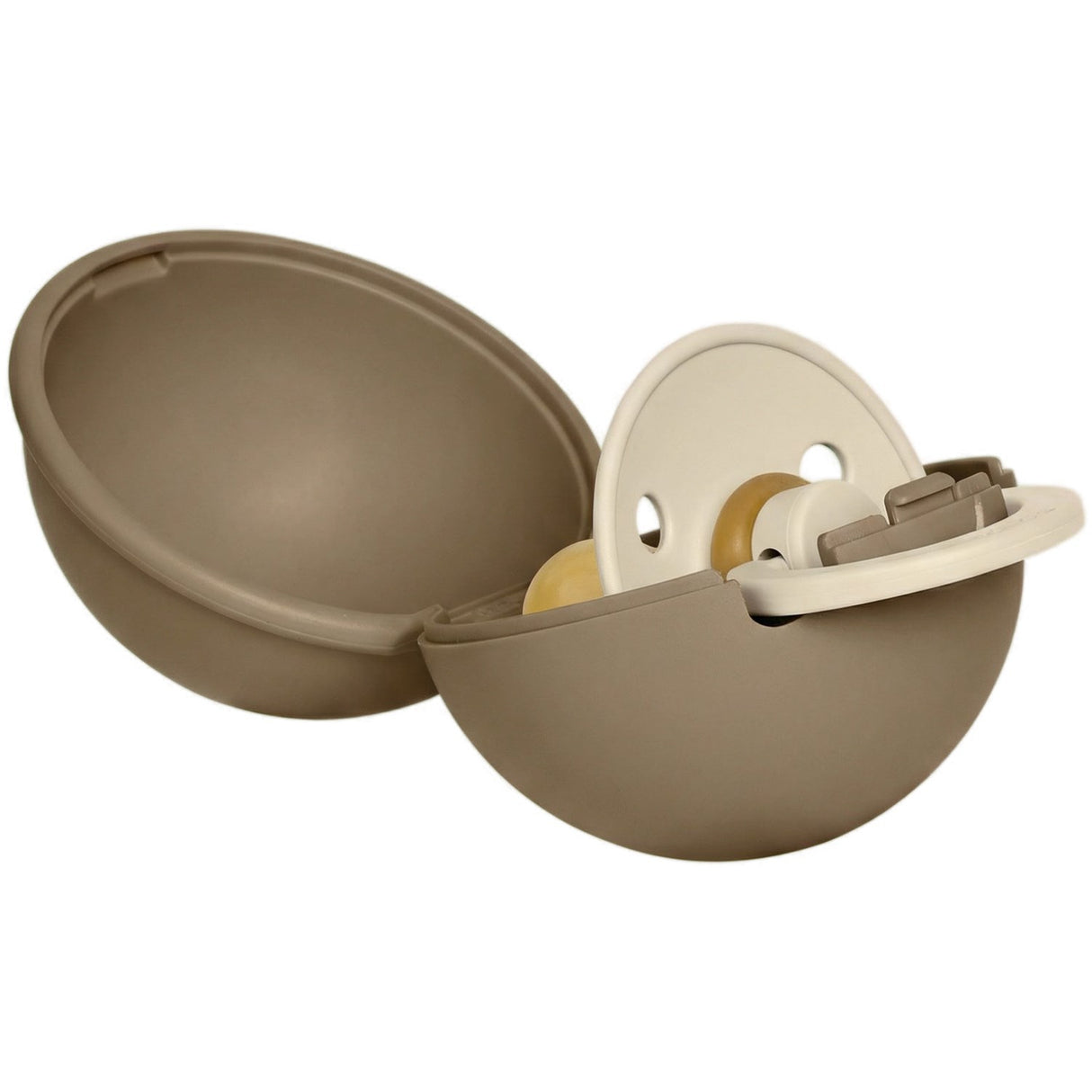 Bibs Vanilla / Dark Oak Colour Pacifier Round Latex & Pacifier Case Mini