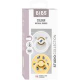Bibs White / Pale Butter Studio Colour Pacifier Beetle Mix 2 Pack Latex Round