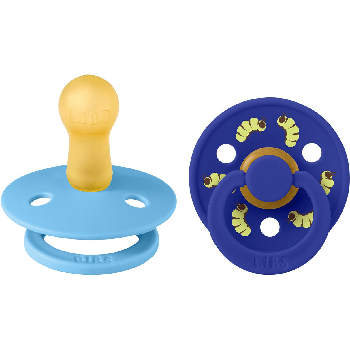 Bibs Breeze / Sonic Studio Colour Pacifier Caterpillar Mix 2 Pack Latex Round