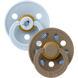 Bibs Baby Blue / Dark Oak Studio Colour Pacifier Beetle Mix 2 Pack Latex Round
