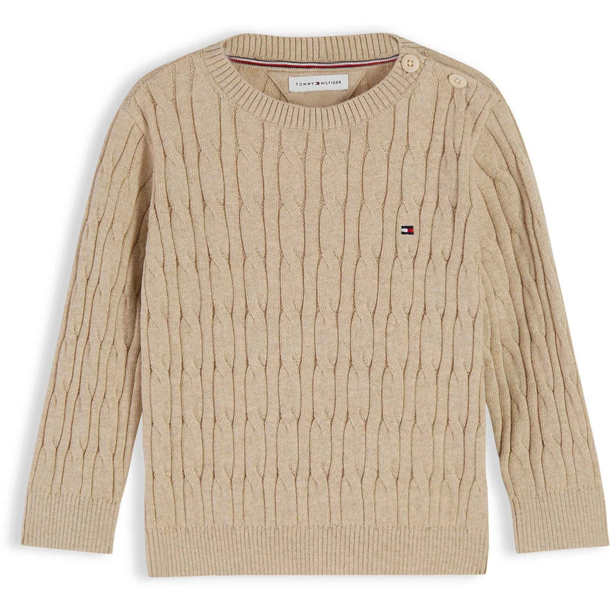 Tommy Hilfiger Gentle Gold Heather-Beige Cable Sweater