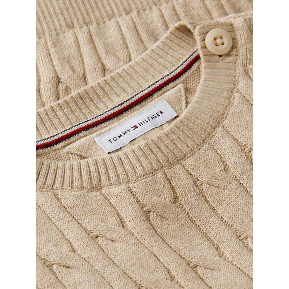 Tommy Hilfiger Gentle Gold Heather-Beige Cable Sweater