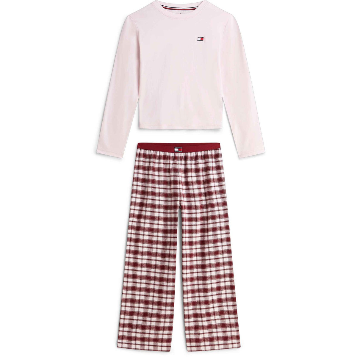 Tommy Hilfiger Lt Pink/ Lt Pink Plaid-Brown Ls Pj Set