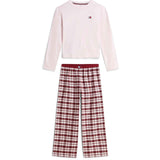Tommy Hilfiger Lt Pink/ Lt Pink Plaid-Brown Ls Pj Set