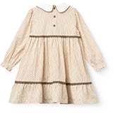 COPENHAGEN COLORS Sand Flower Print Aop Dress W. Lace Piping And Poplin Collar