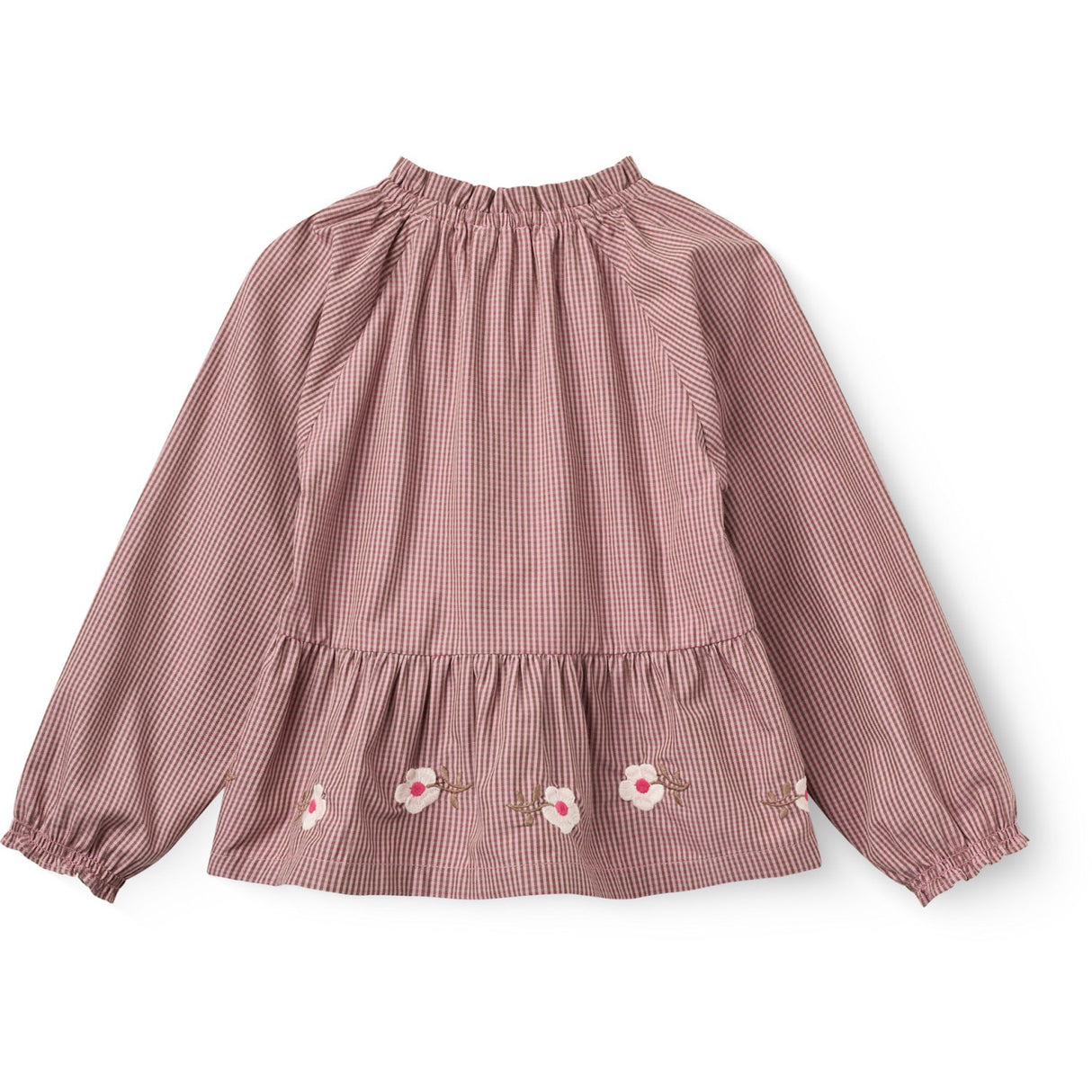 COPENHAGEN COLORS Winter Rose Check Comb. Blouse W. Flower Embroidery