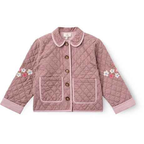COPENHAGEN COLORS Winter Rose Check Comb. Checkered Quilted Jacket W. Embroidery
