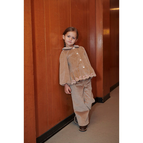 COPENHAGEN COLORS Beige Corduroy Blouse W. Emb.