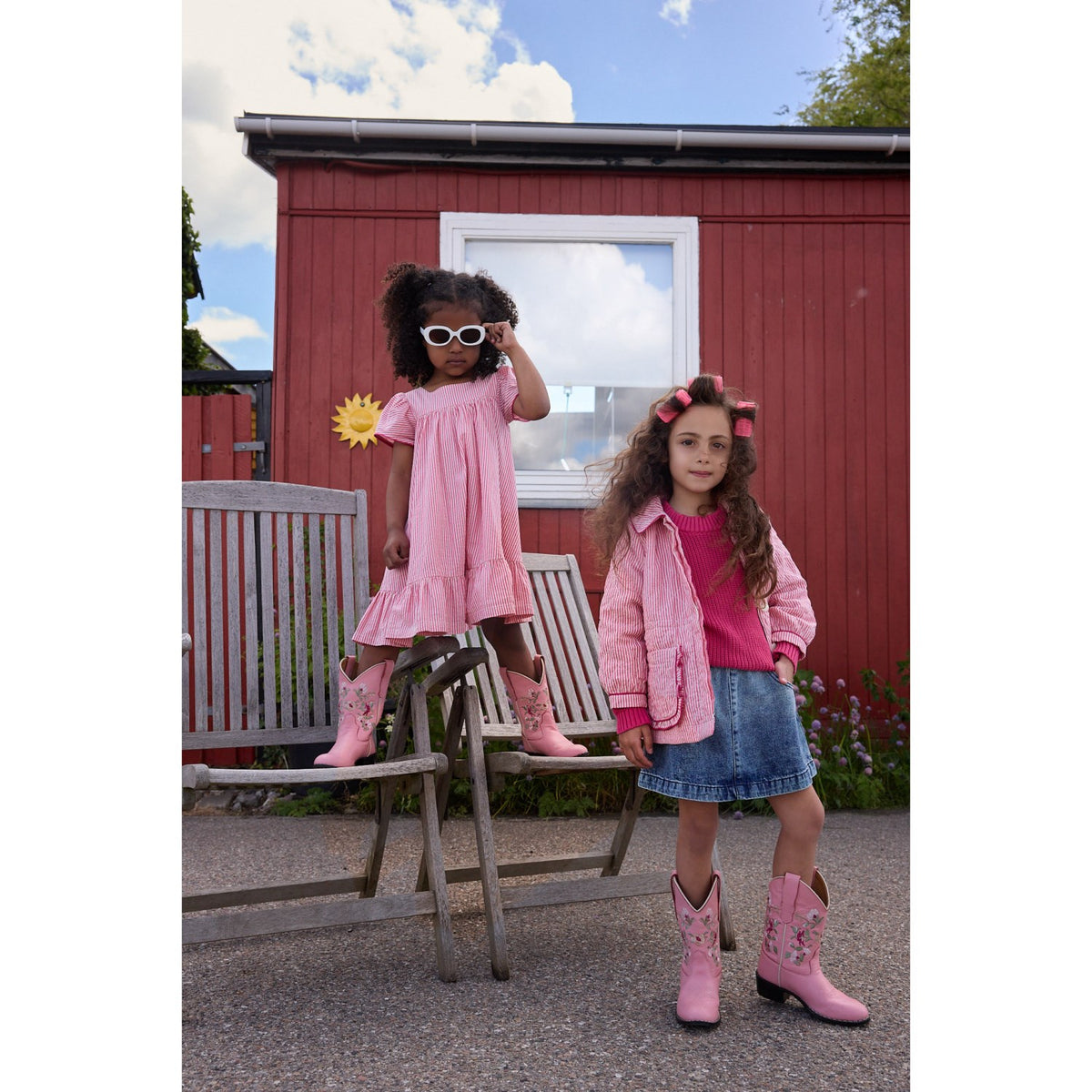COPENHAGEN COLORS Block Spray Denim Skirt W. Block Spray