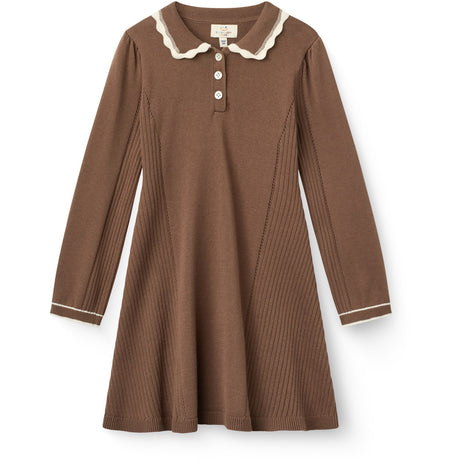 COPENHAGEN COLORS Walnut Comb. Knitted Peplum Dress Ls.