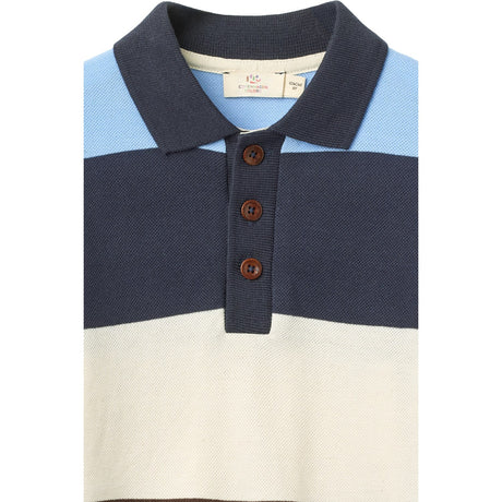 COPENHAGEN COLORS Brown Stripe Pique Polo W. Ls