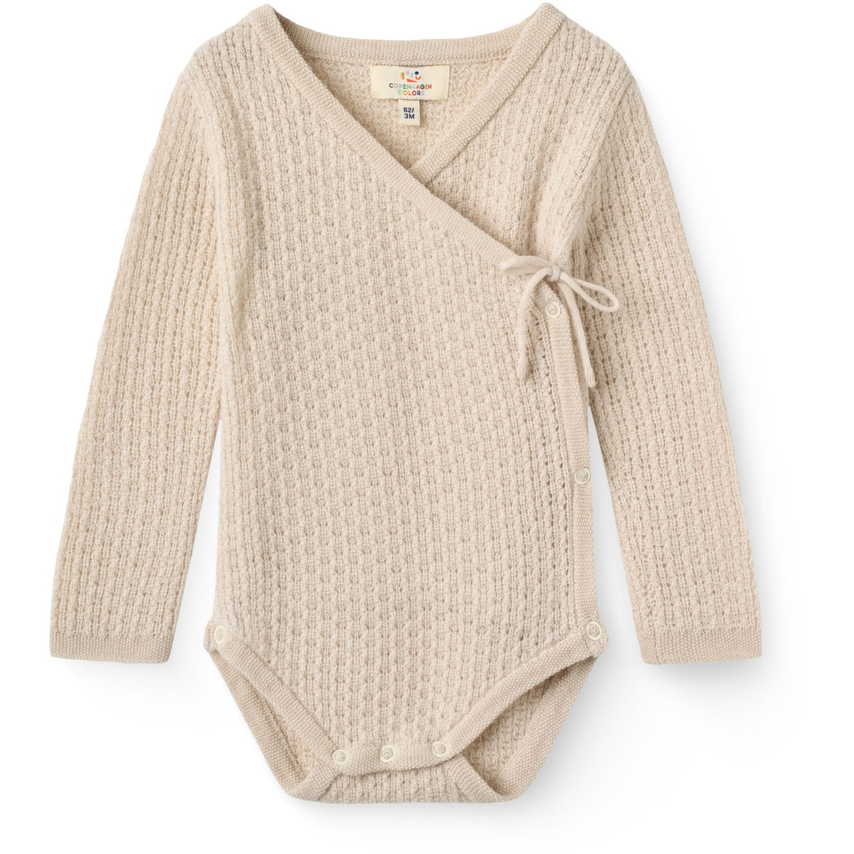 COPENHAGEN COLORS Pale Cream Melange Knitted Pointelle Baby Cross-Over