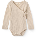 COPENHAGEN COLORS Pale Cream Melange Knitted Pointelle Baby Cross-Over