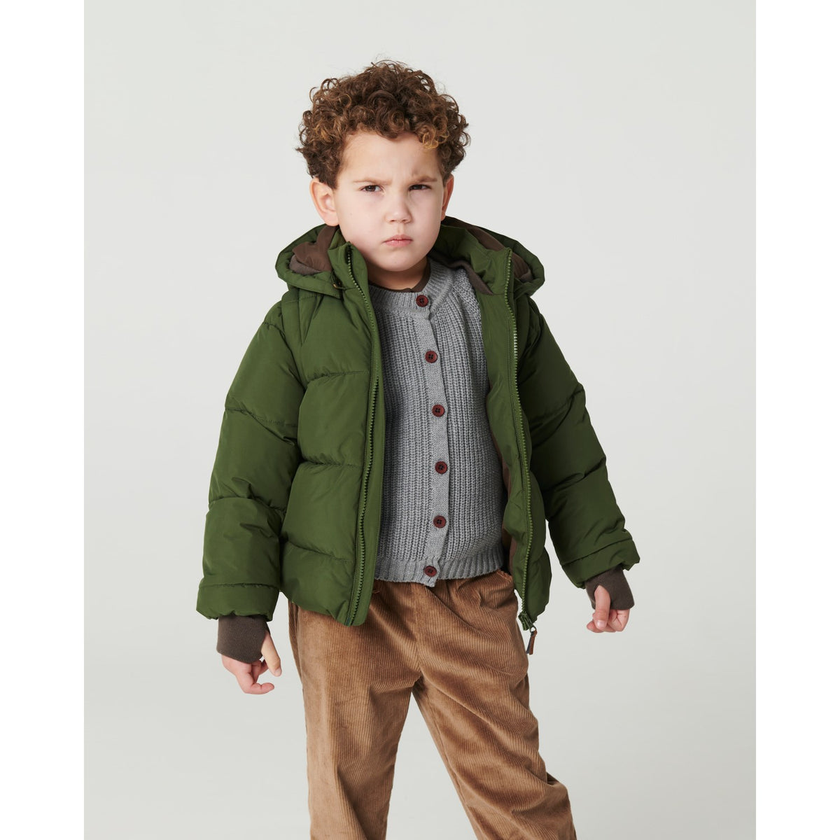 COPENHAGEN COLORS Dk. Green 2 In 1 Puffer Jacket W. Removable Sleeves