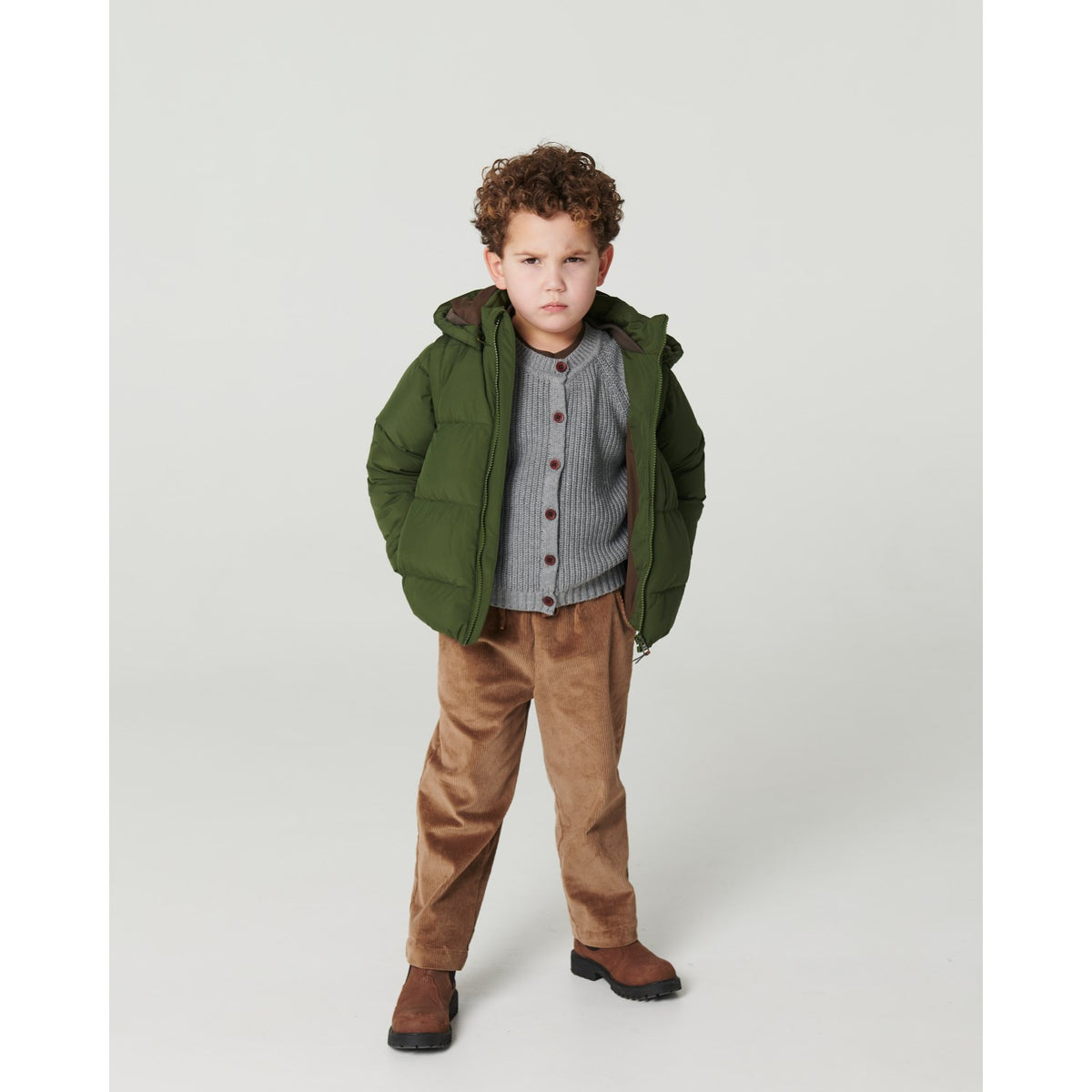 COPENHAGEN COLORS Dk. Green 2 In 1 Puffer Jacket W. Removable Sleeves