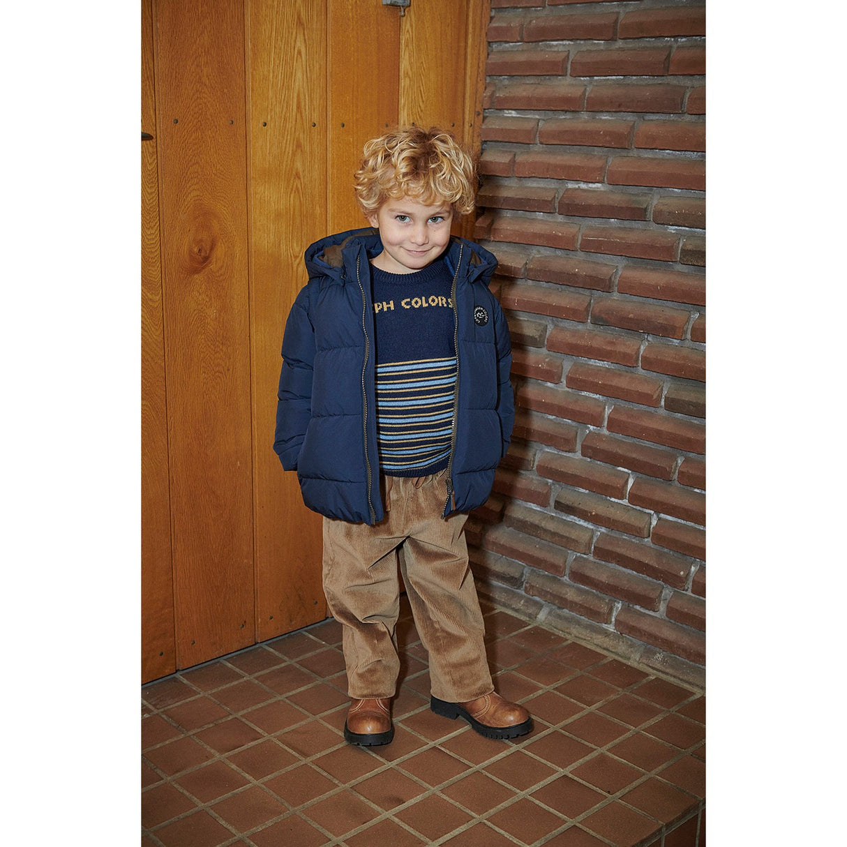 COPENHAGEN COLORS Navy 2 In 1 Puffer Jacket W. Removable Sleeves