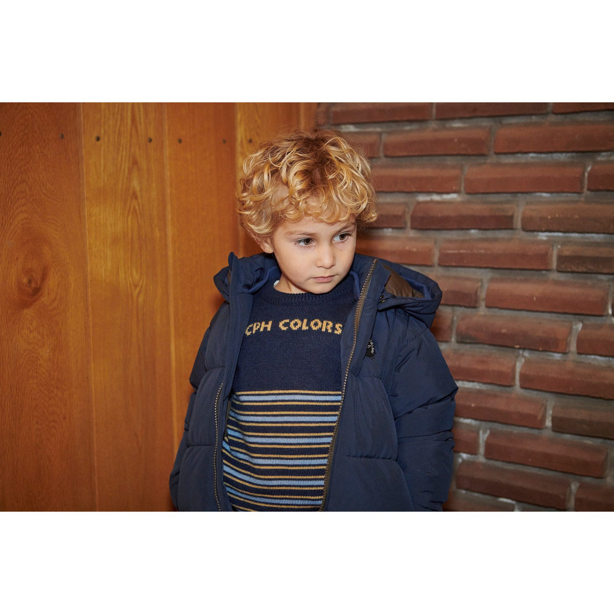COPENHAGEN COLORS Navy 2 In 1 Puffer Jacket W. Removable Sleeves