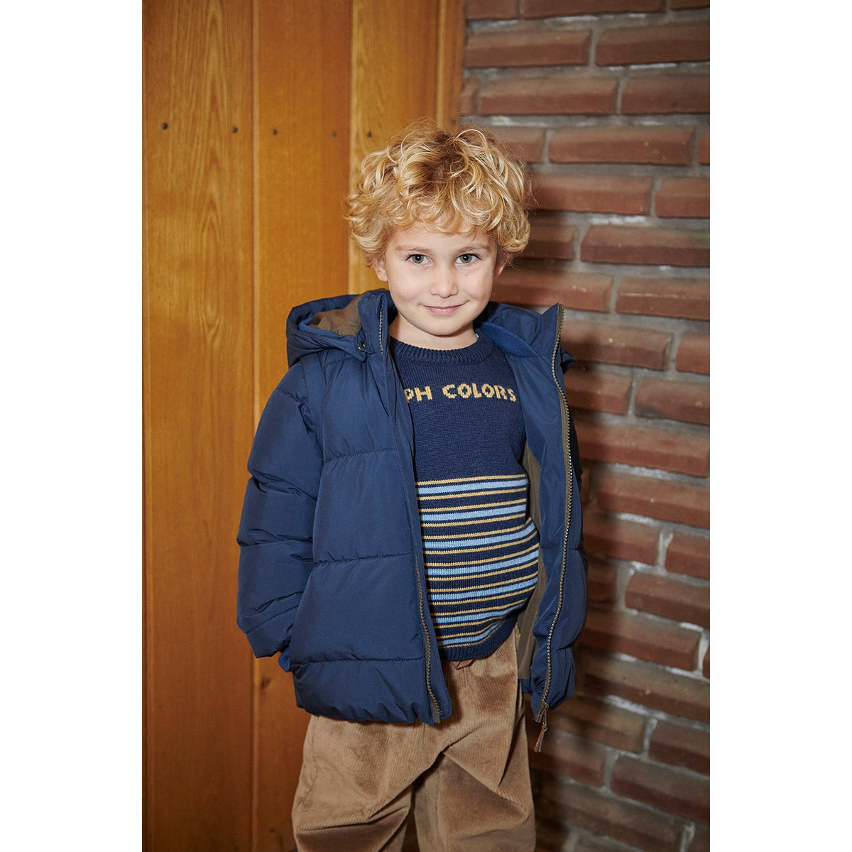 COPENHAGEN COLORS Navy 2 In 1 Puffer Jacket W. Removable Sleeves
