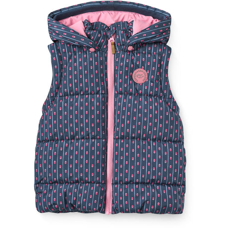 COPENHAGEN COLORS Navy Flower Aop 2 In 1 Puffer Jacket W. Removable Sleeves