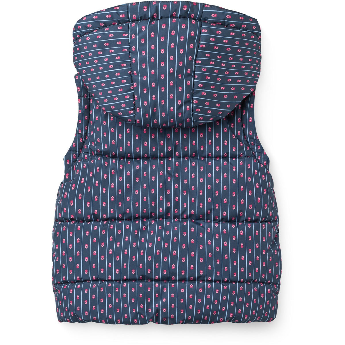 COPENHAGEN COLORS Navy Flower Aop 2 In 1 Puffer Jacket W. Removable Sleeves