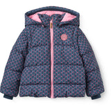 COPENHAGEN COLORS Navy Flower Aop 2 In 1 Puffer Jacket W. Removable Sleeves