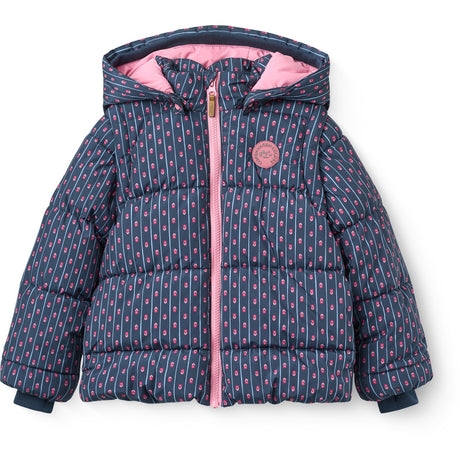 COPENHAGEN COLORS Navy Flower Aop 2 In 1 Puffer Jacket W. Removable Sleeves
