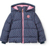 COPENHAGEN COLORS Navy Flower Aop 2 In 1 Puffer Jacket W. Removable Sleeves
