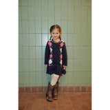 COPENHAGEN COLORS Navy/Soft Pink/Blossom Pink Comb. Argyle Dress W. Deco