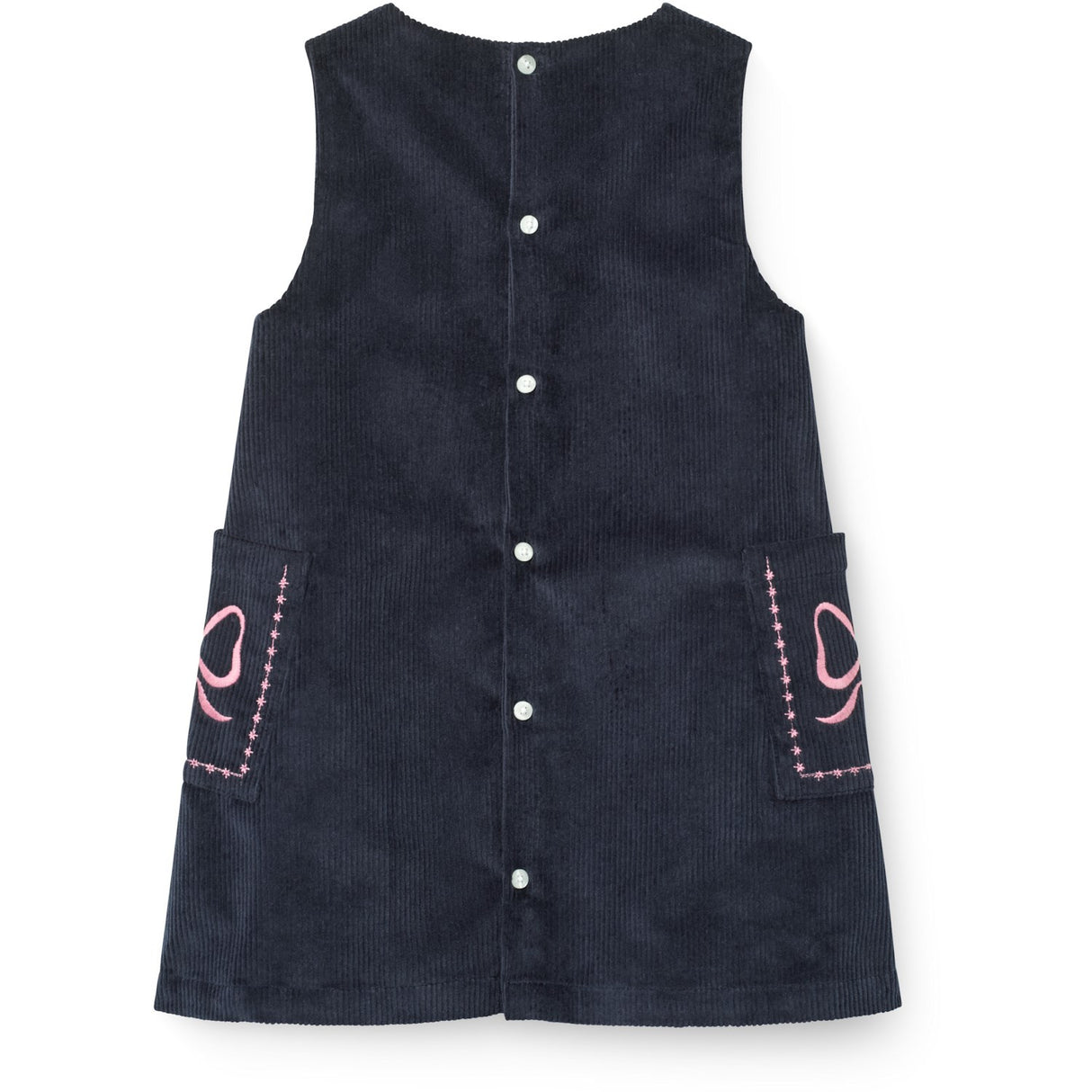 COPENHAGEN COLORS Navy Corduroy Dress W. Embroidery