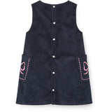 COPENHAGEN COLORS Navy Corduroy Dress W. Embroidery