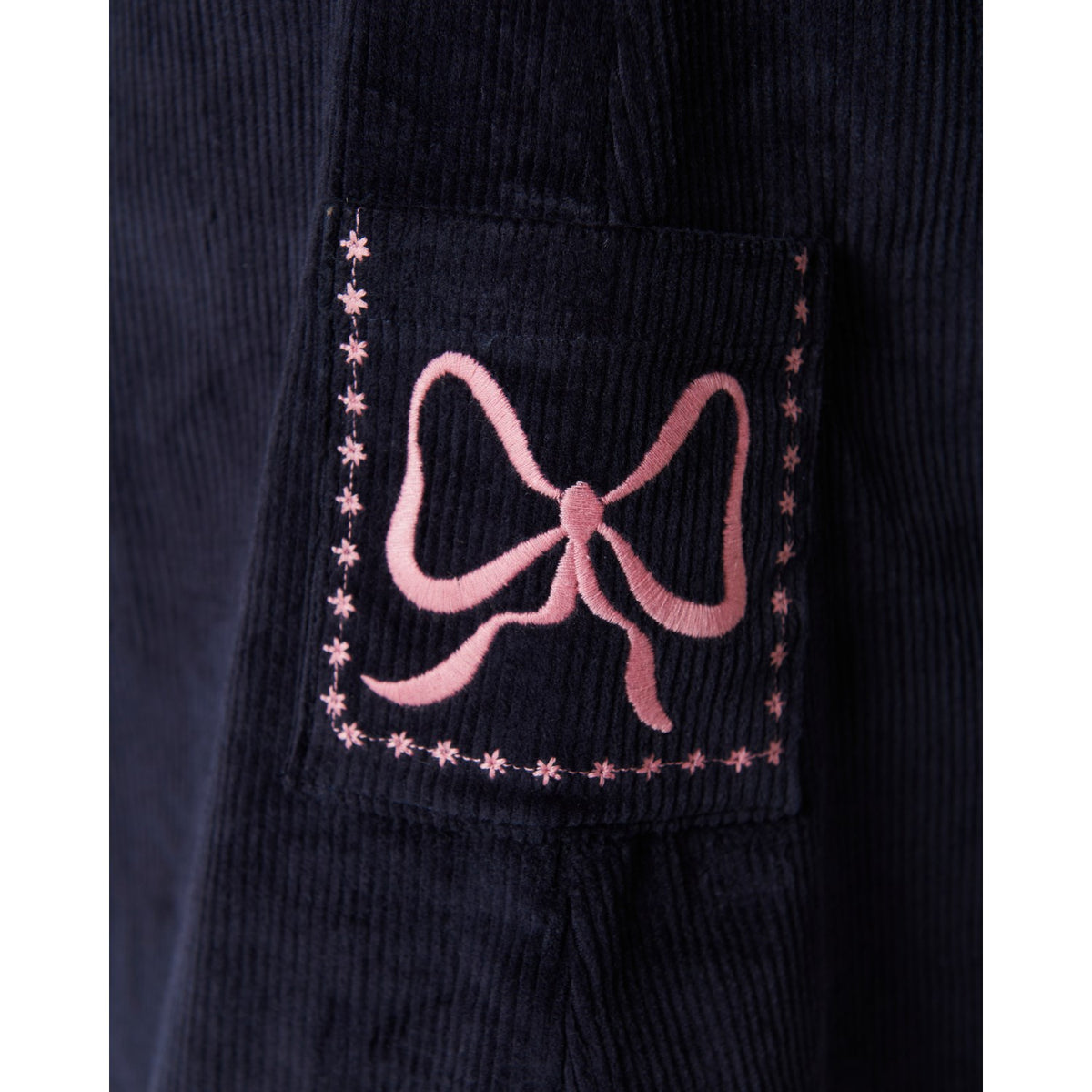 COPENHAGEN COLORS Navy Corduroy Dress W. Embroidery