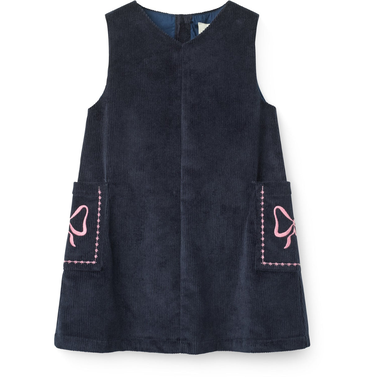 COPENHAGEN COLORS Navy Corduroy Dress W. Embroidery