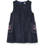 COPENHAGEN COLORS Navy Corduroy Dress W. Embroidery