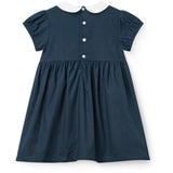 COPENHAGEN COLORS Navy Comb. Dress W. Handmade Smock Embroidery