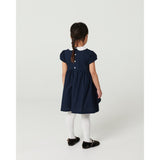 COPENHAGEN COLORS Navy Comb. Dress W. Handmade Smock Embroidery